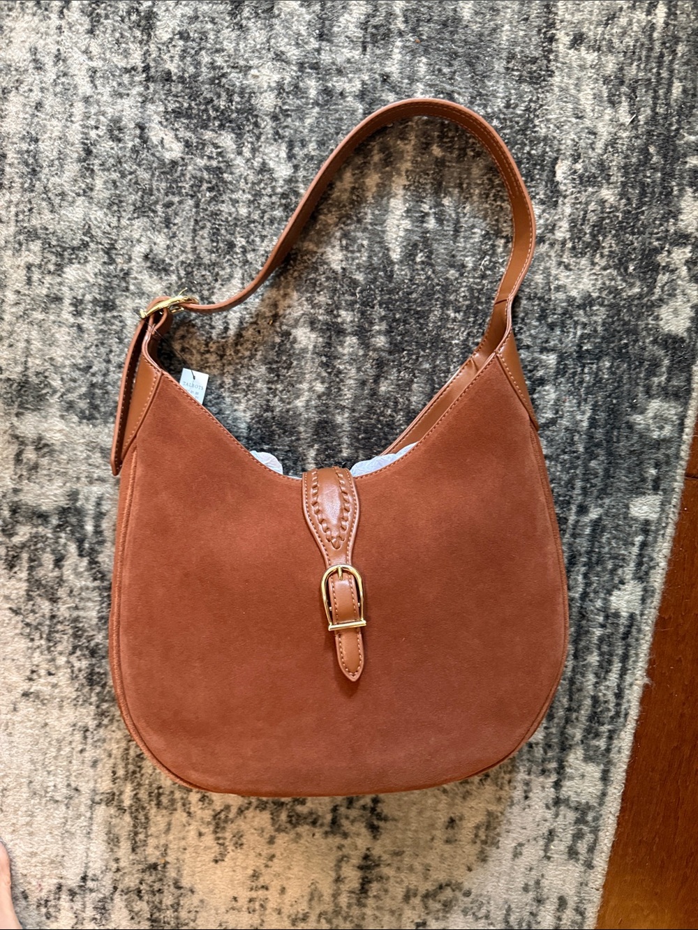 Talbots Suede Hobo Shoulder Bag in Rust Brown
